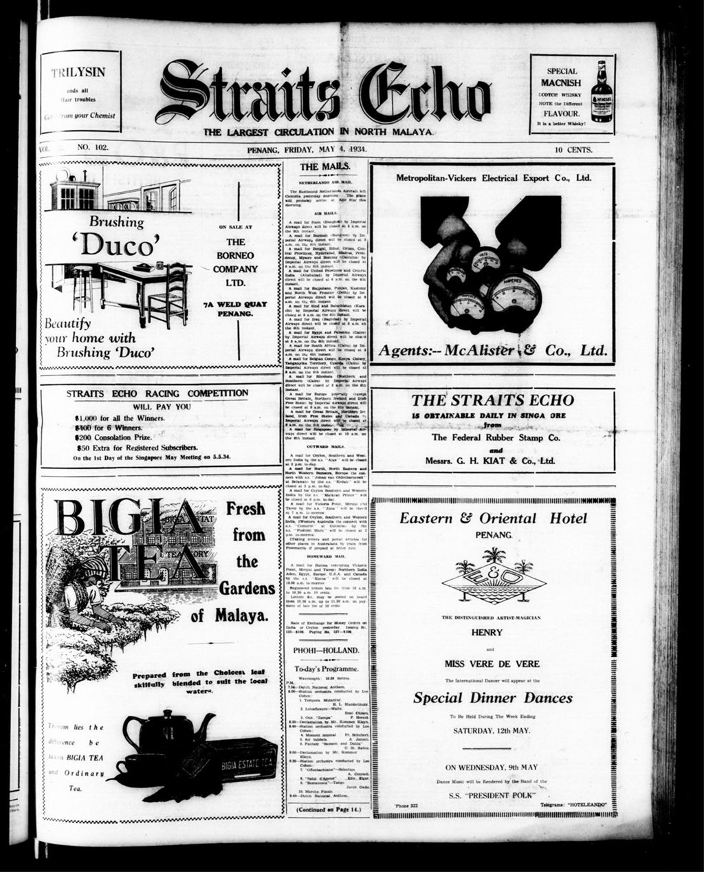 Miniature of Straits Echo 04 May 1934