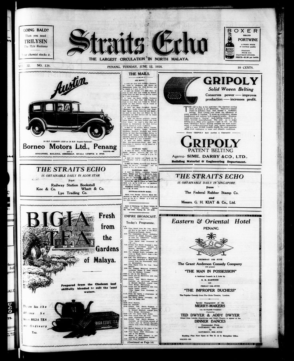 Miniature of Straits Echo 12 June 1934