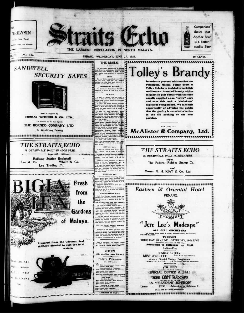 Miniature of Straits Echo 27 June 1934