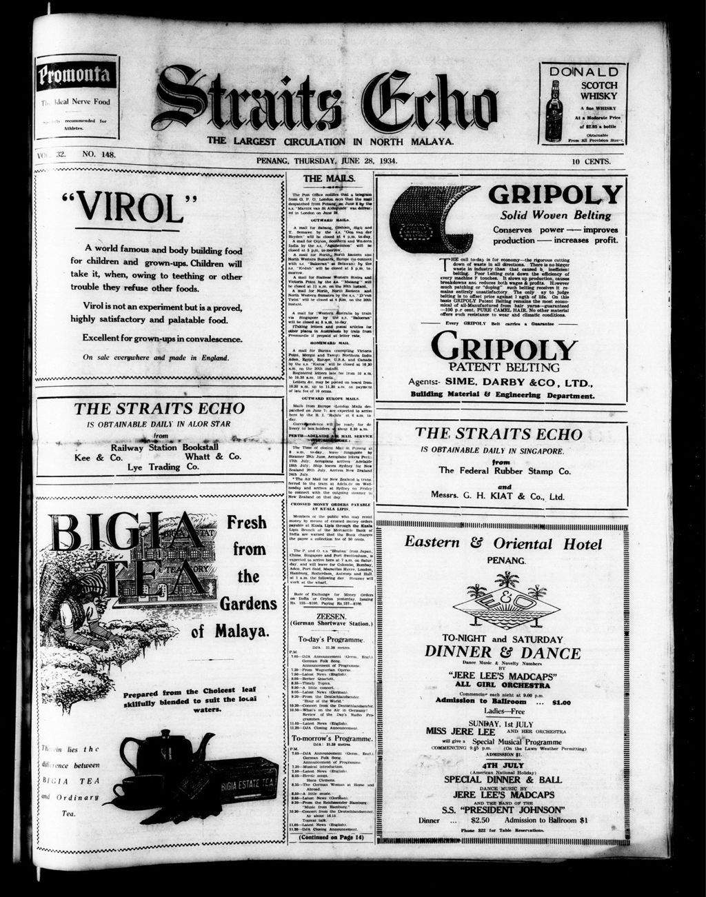 Miniature of Straits Echo 28 June 1934