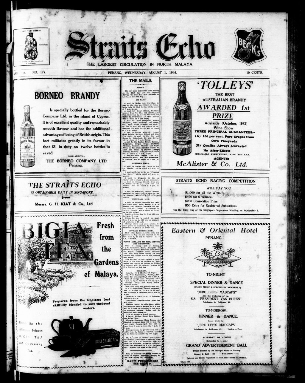 Miniature of Straits Echo 01 August 1934