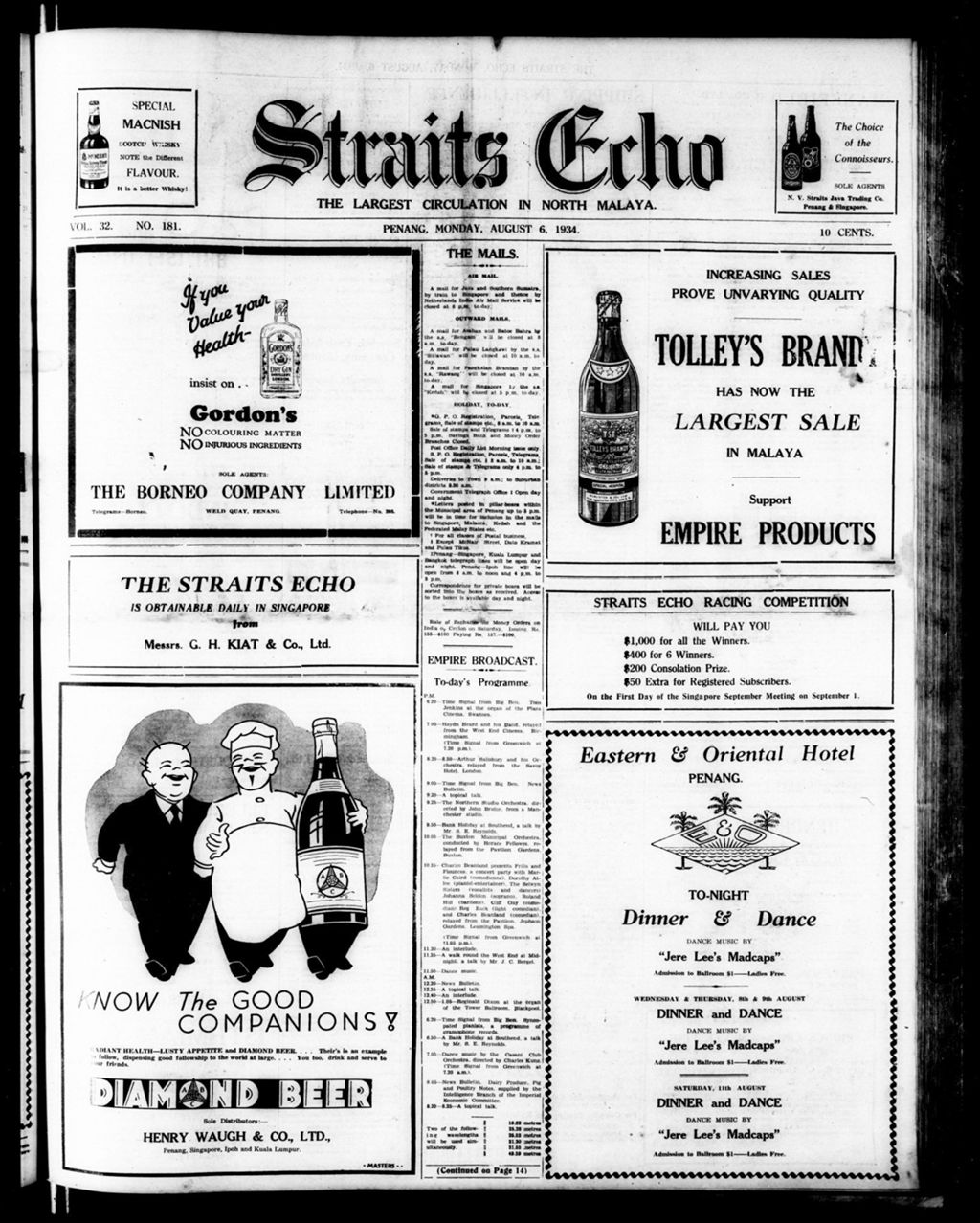 Miniature of Straits Echo 06 August 1934