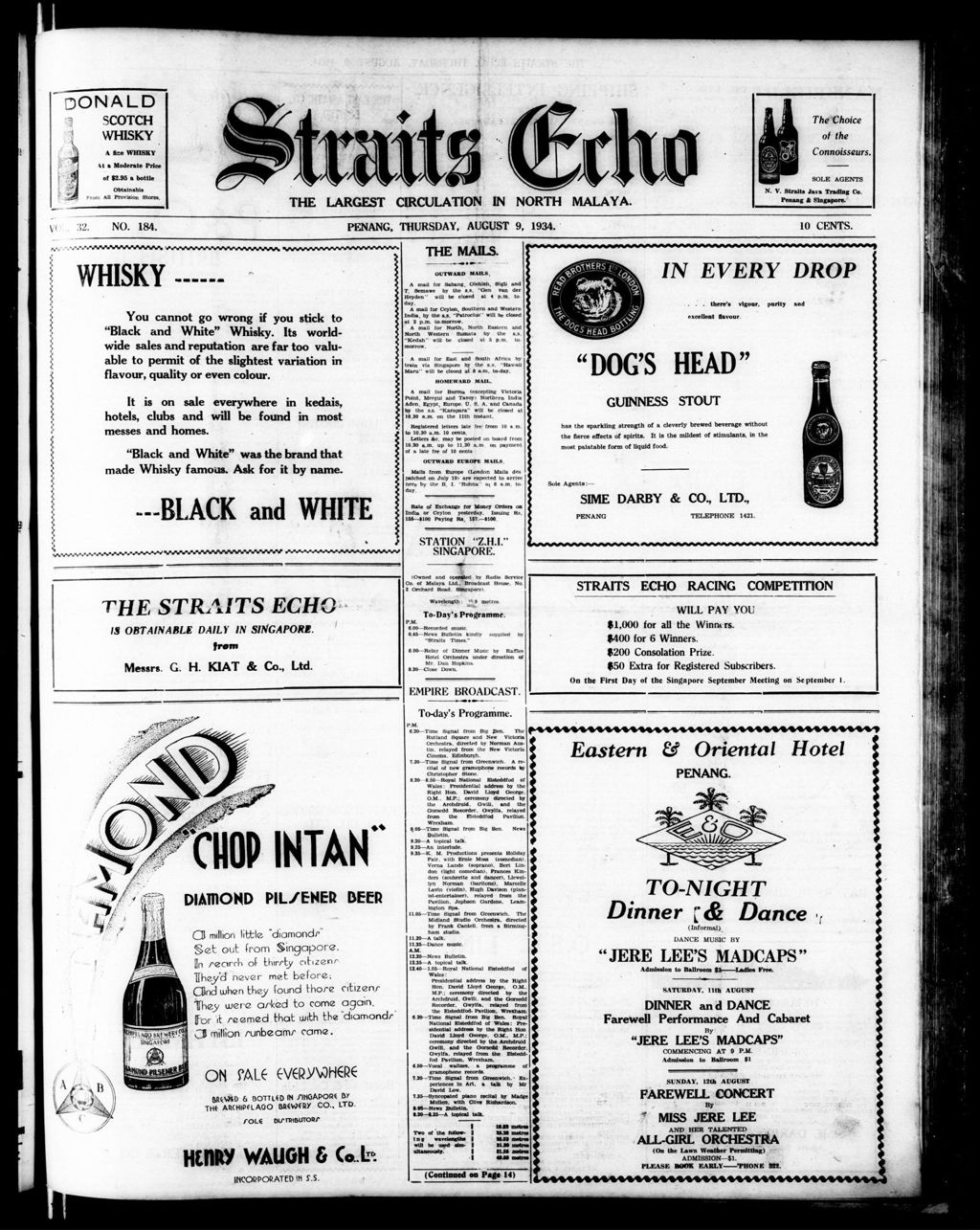 Miniature of Straits Echo 09 August 1934