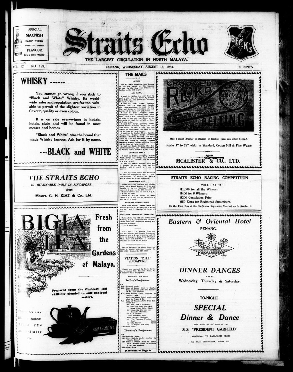 Miniature of Straits Echo 15 August 1934