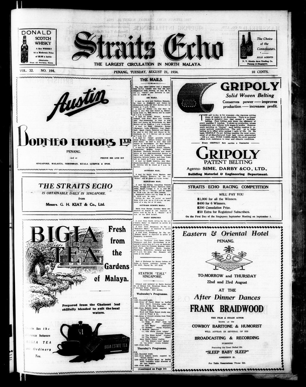 Miniature of Straits Echo 21 August 1934