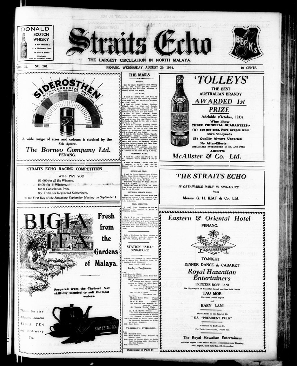 Miniature of Straits Echo 29 August 1934