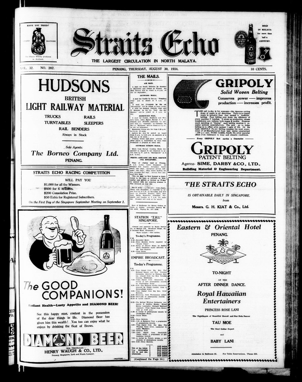 Miniature of Straits Echo 30 August 1934