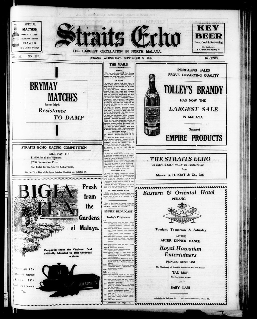 Miniature of Straits Echo 05 September 1934