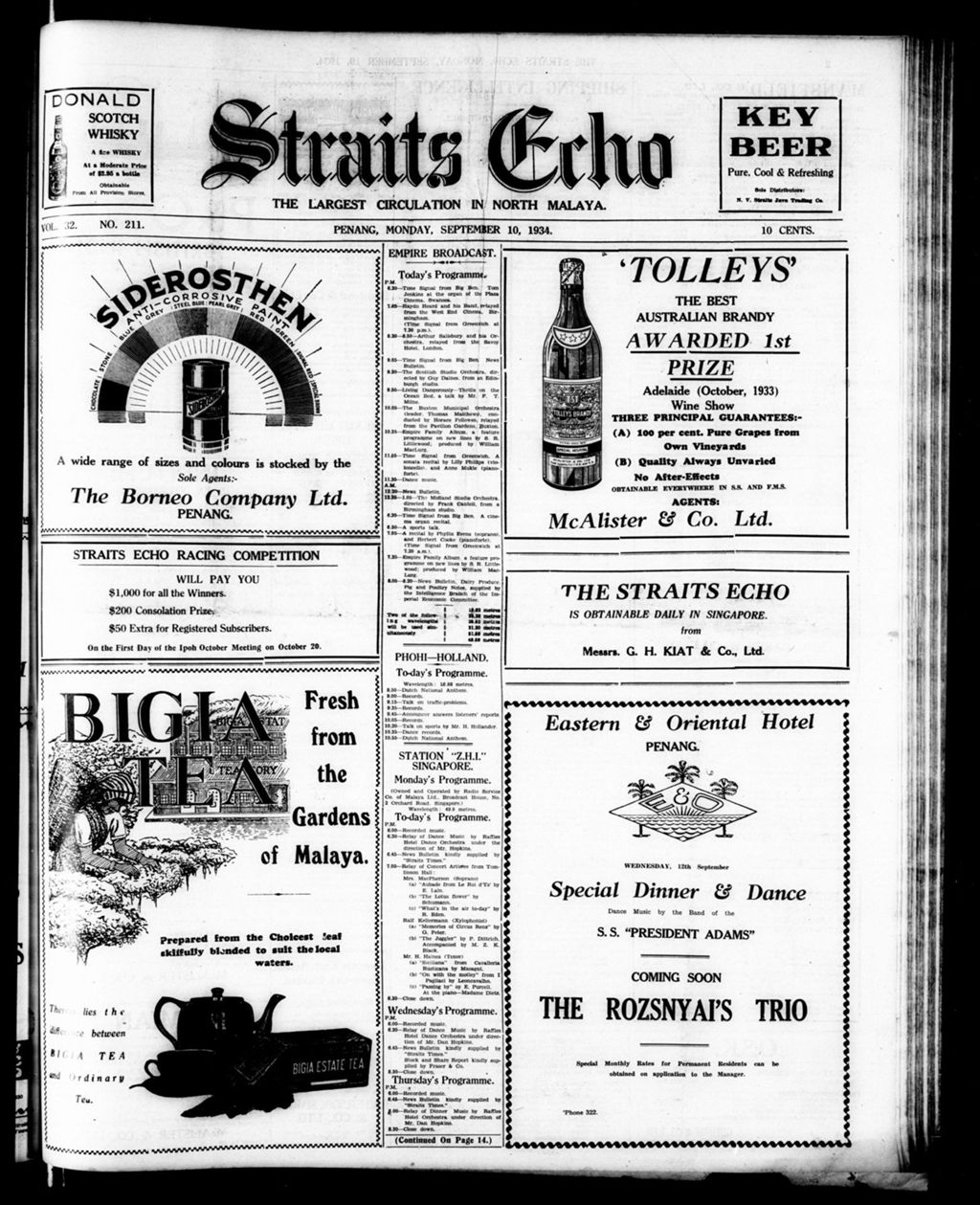 Miniature of Straits Echo 10 September 1934