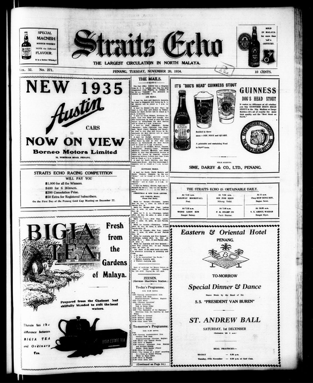 Miniature of Straits Echo 20 November 1934