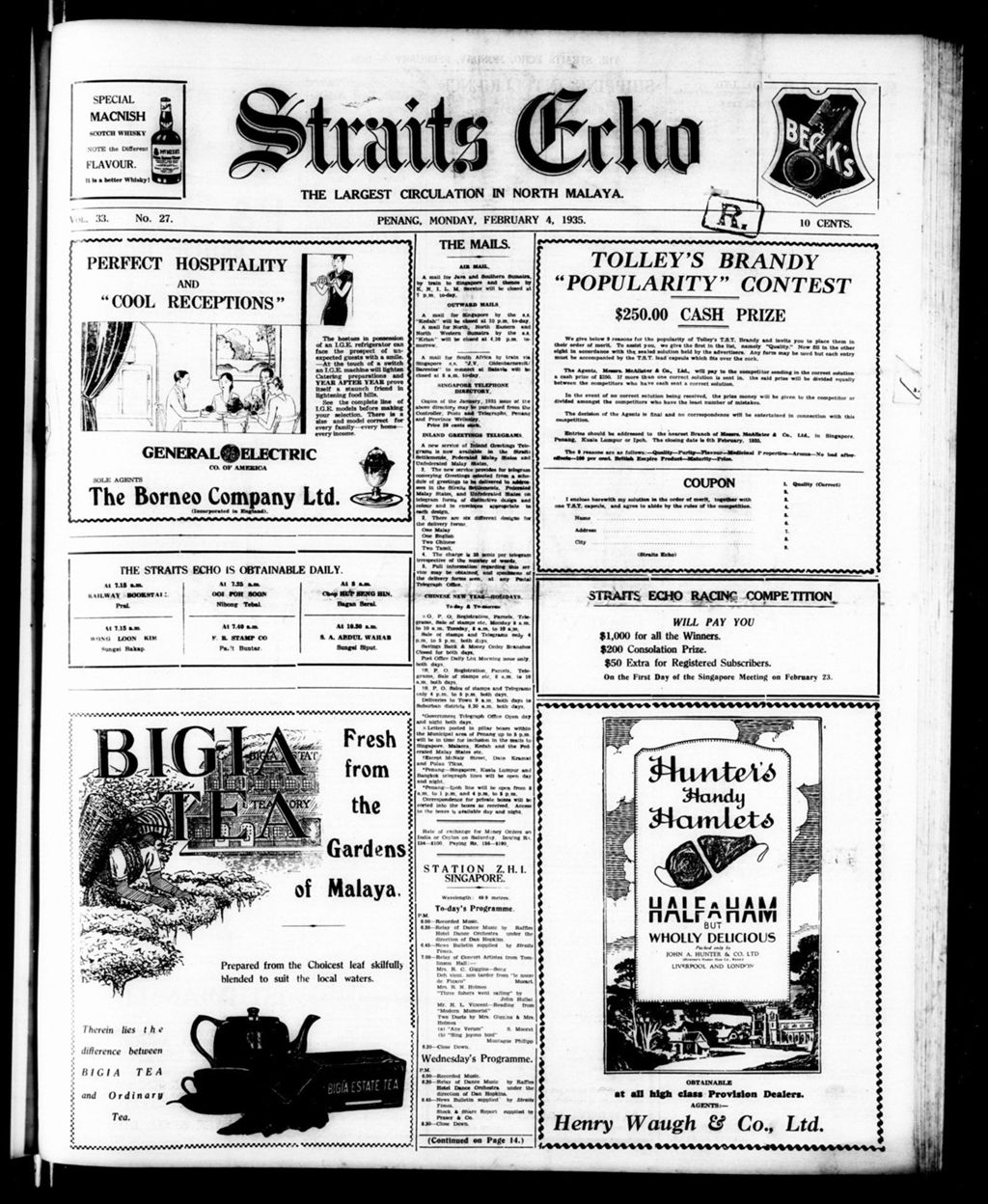 Miniature of Straits Echo 04 February 1935