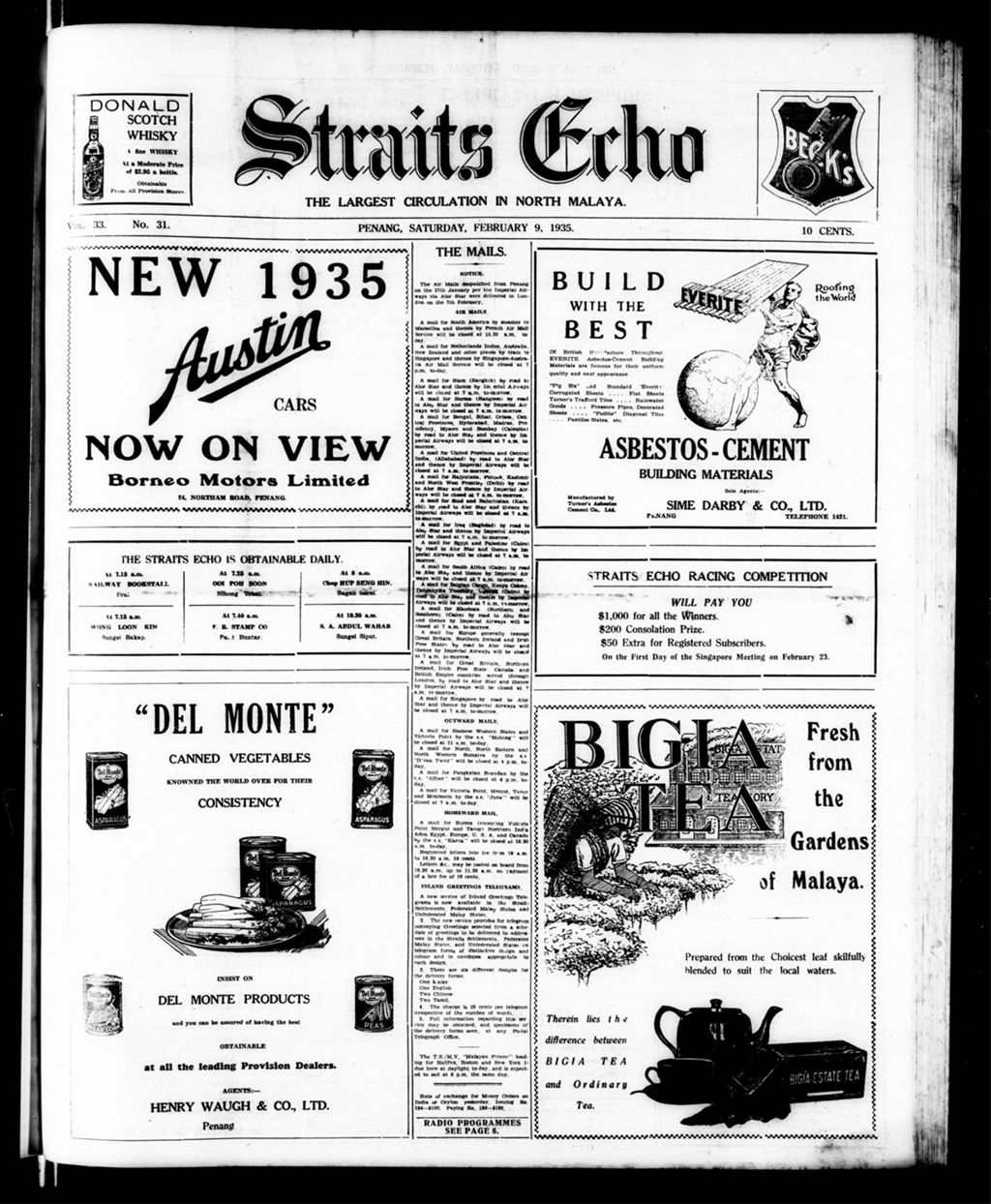 Miniature of Straits Echo 09 February 1935