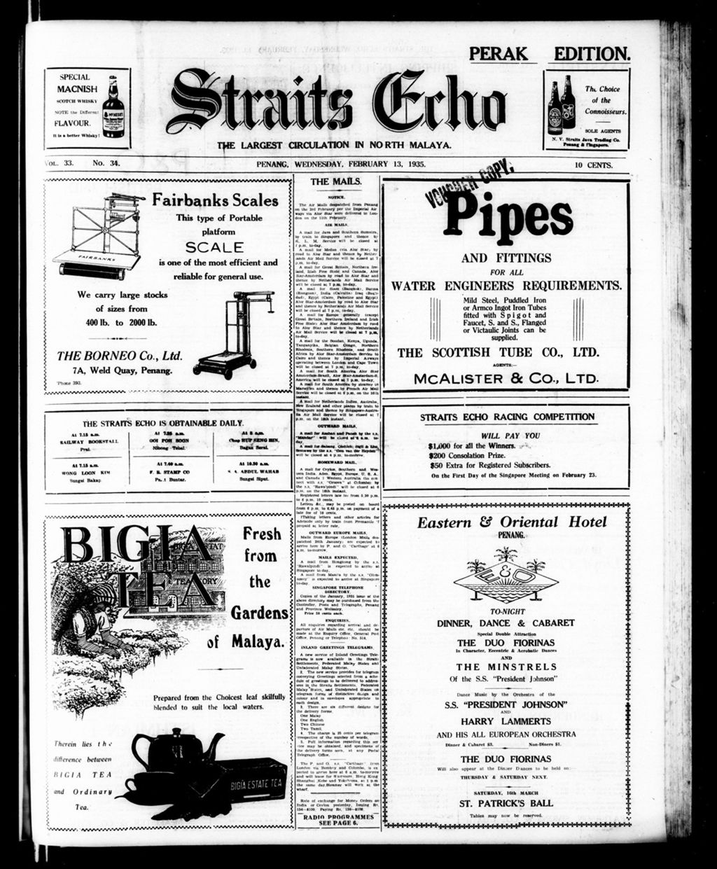 Miniature of Straits Echo 13 February 1935