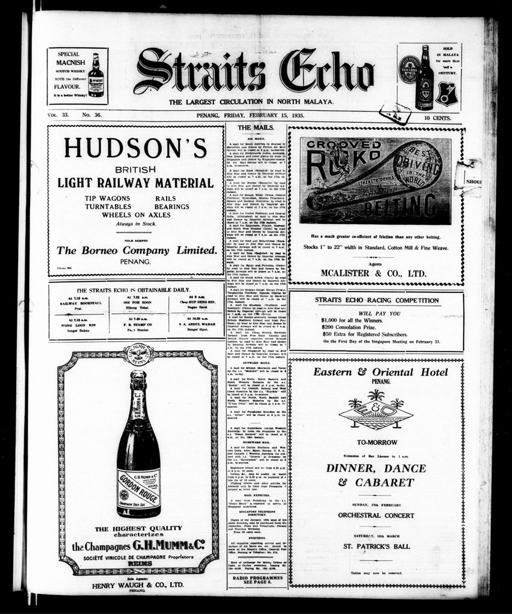 Miniature of Straits Echo 15 February 1935