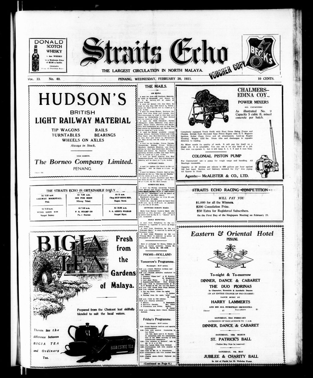 Miniature of Straits Echo 20 February 1935