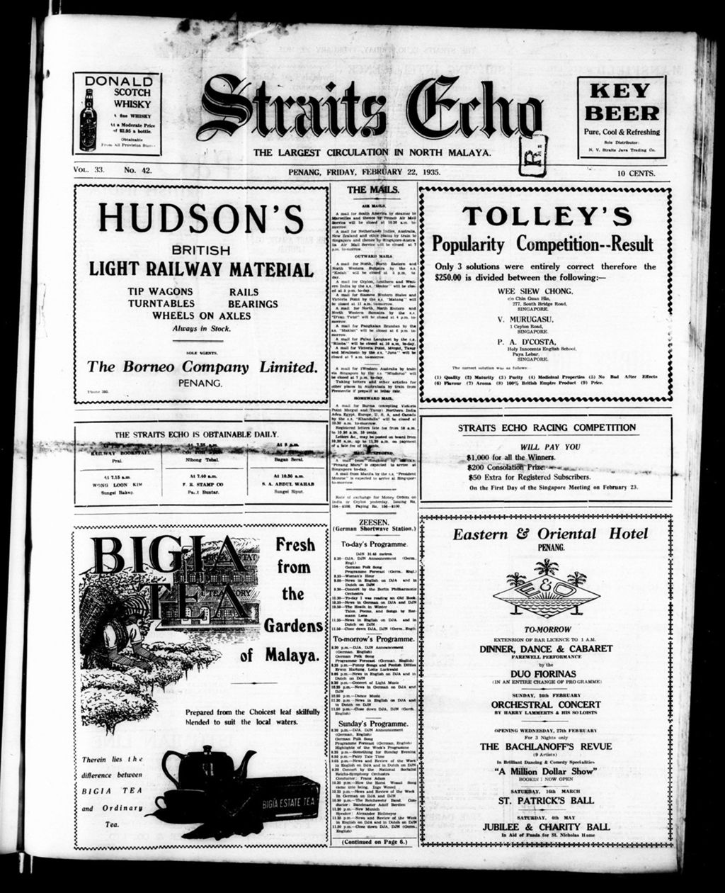 Miniature of Straits Echo 22 February 1935