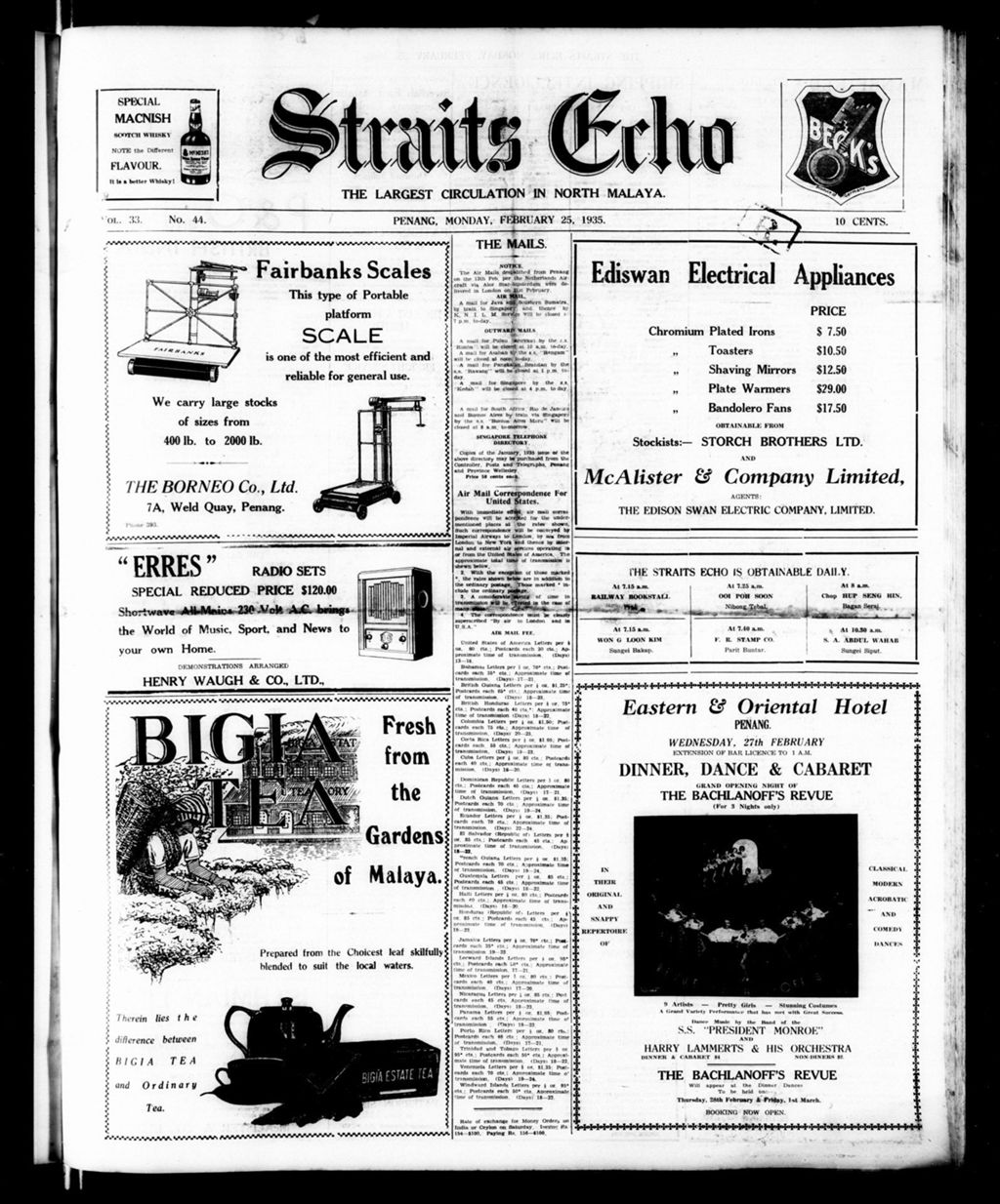 Miniature of Straits Echo 25 February 1935