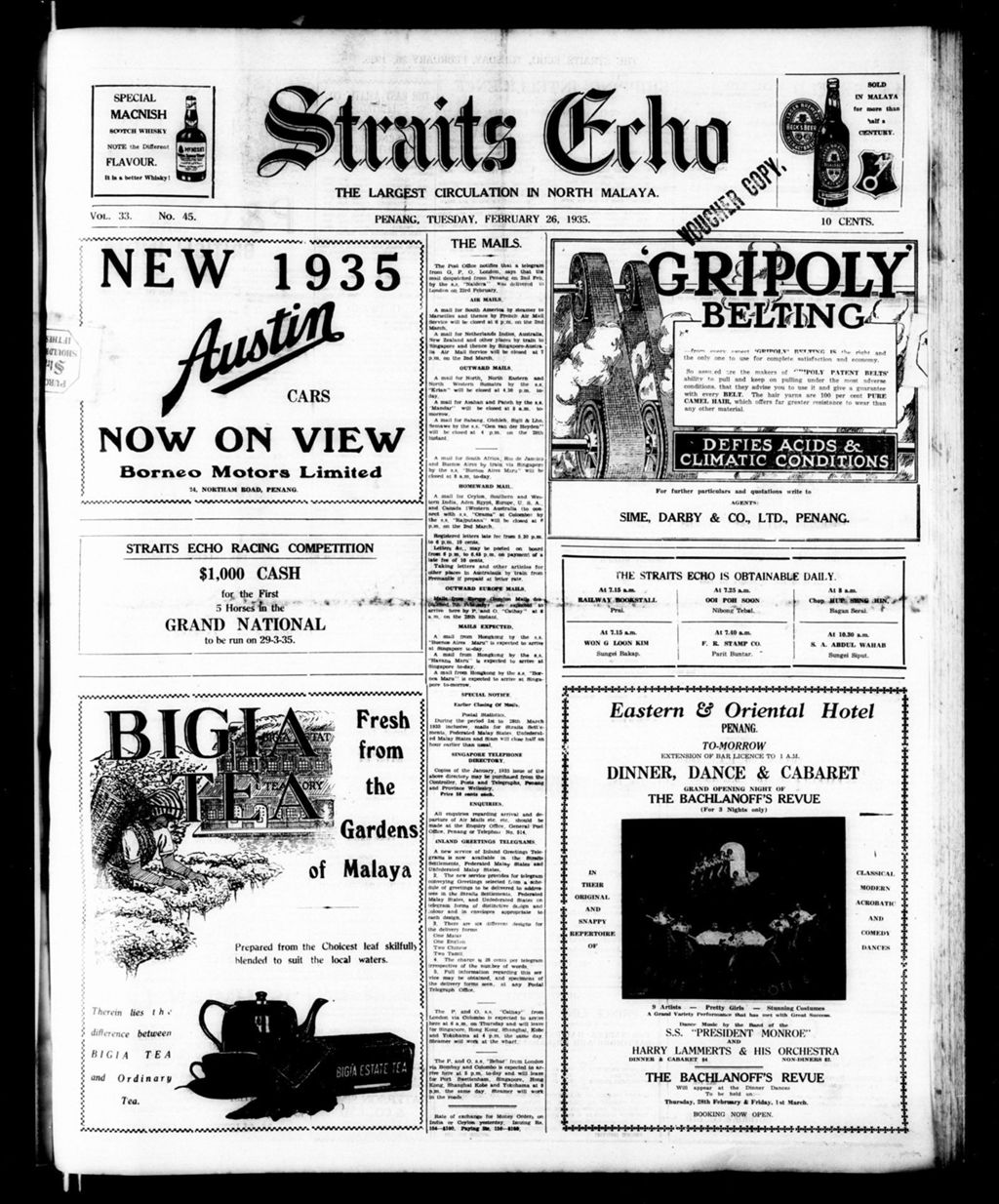 Miniature of Straits Echo 26 February 1935