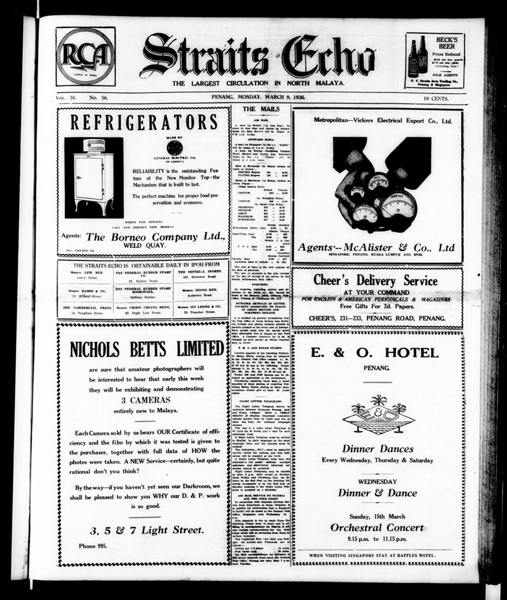 Miniature of Straits Echo 09 March 1936