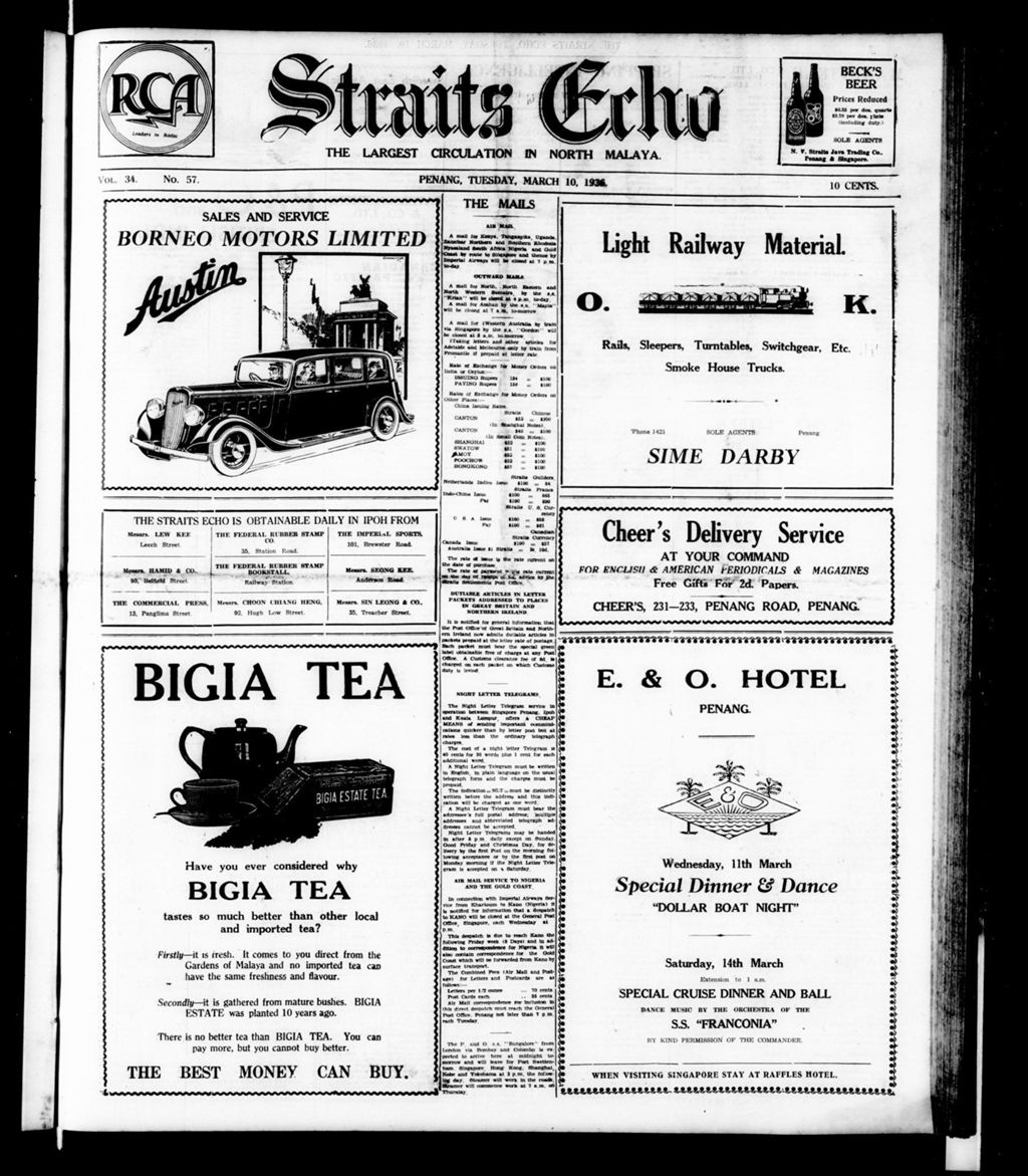 Miniature of Straits Echo 10 March 1936