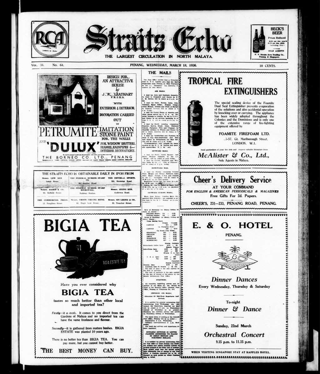 Miniature of Straits Echo 18 March 1936