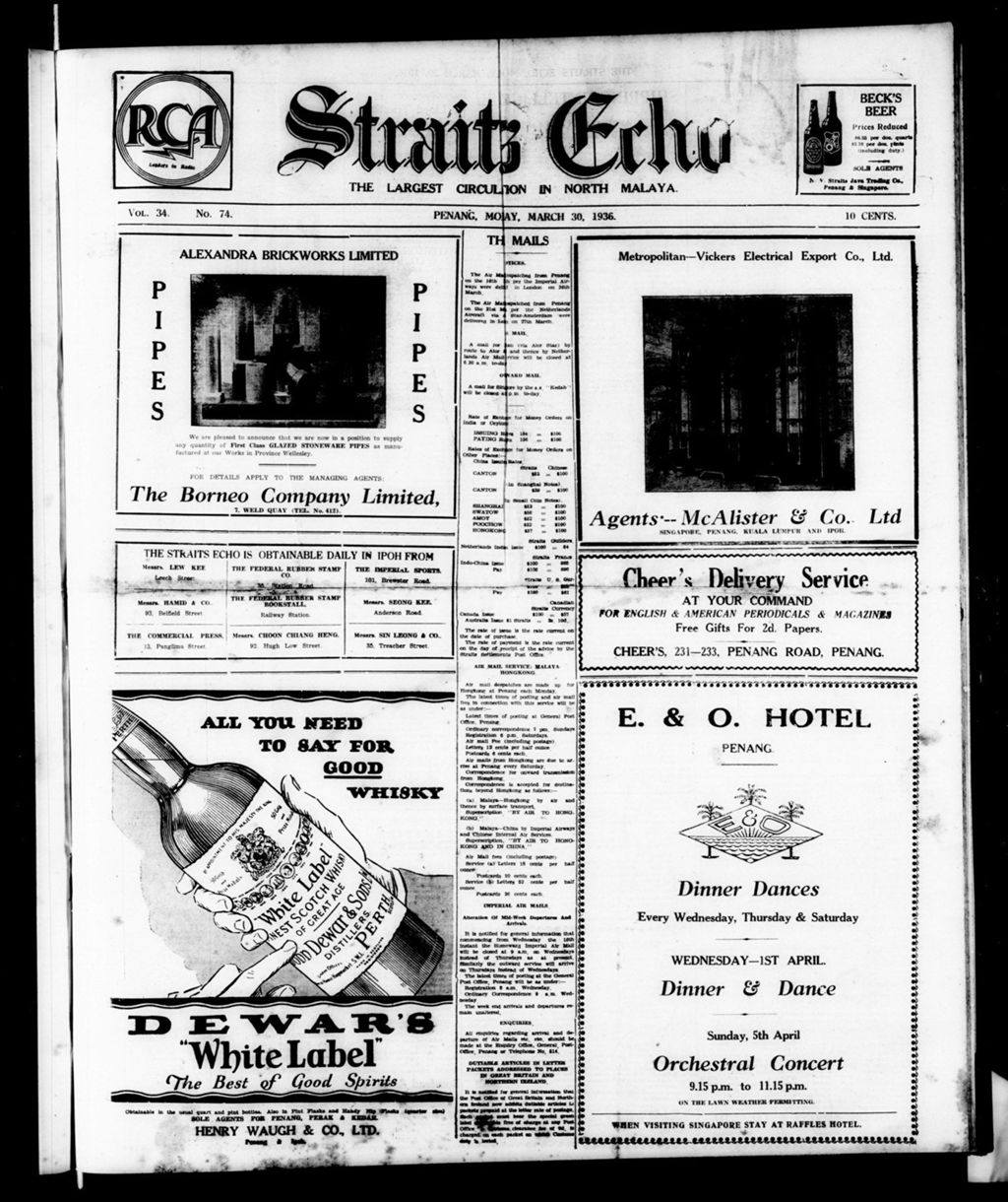 Miniature of Straits Echo 30 March 1936