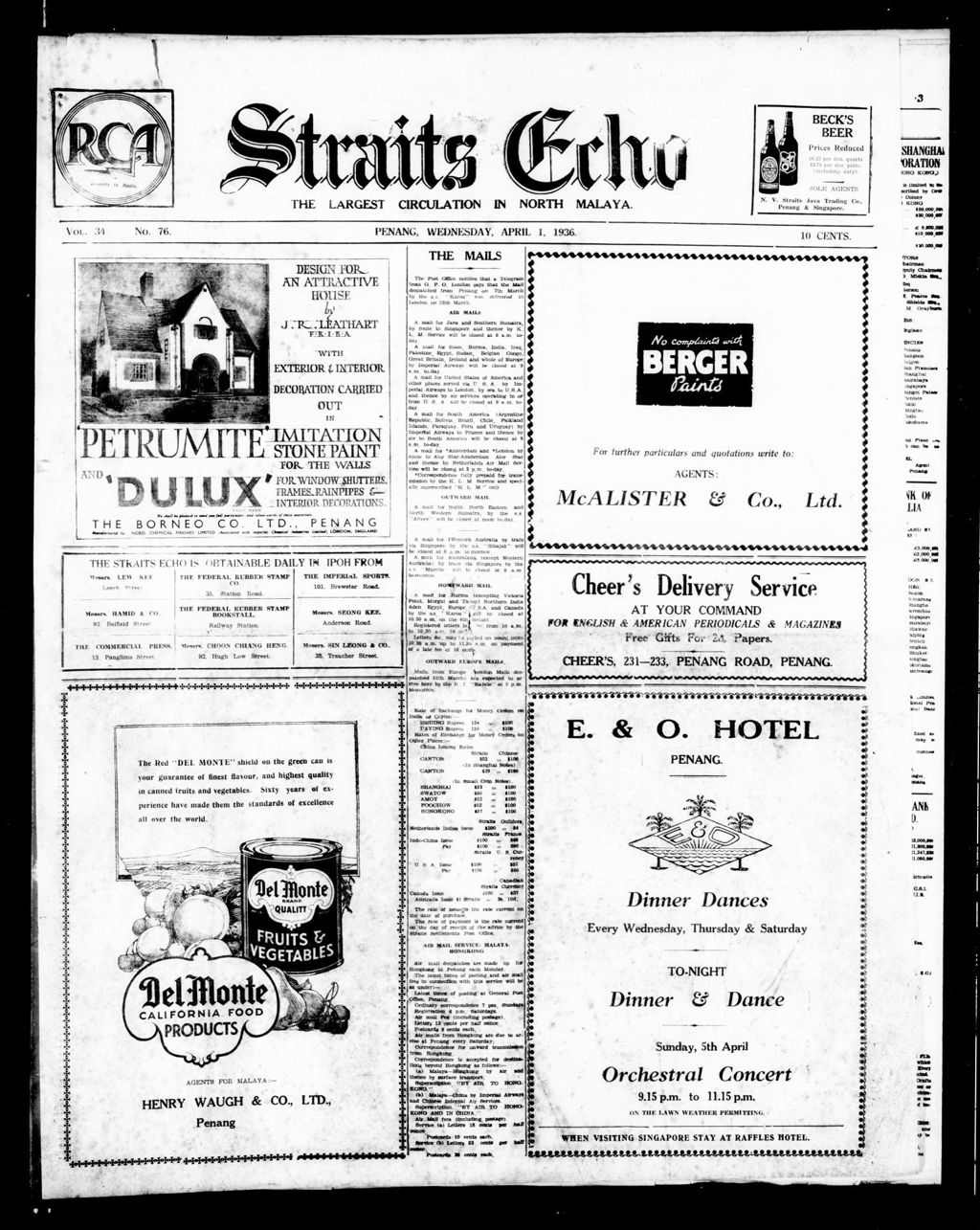 Miniature of Straits Echo 01 April 1936