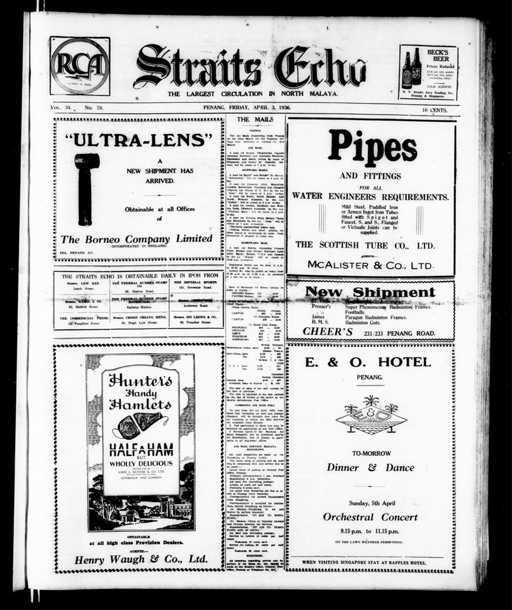 Miniature of Straits Echo 03 April 1936