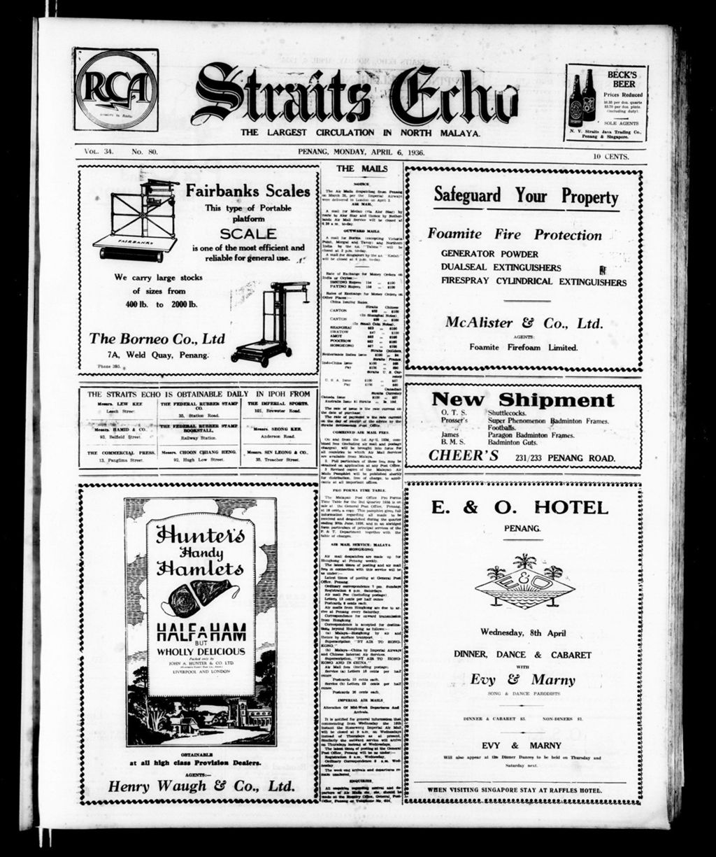 Miniature of Straits Echo 06 April 1936