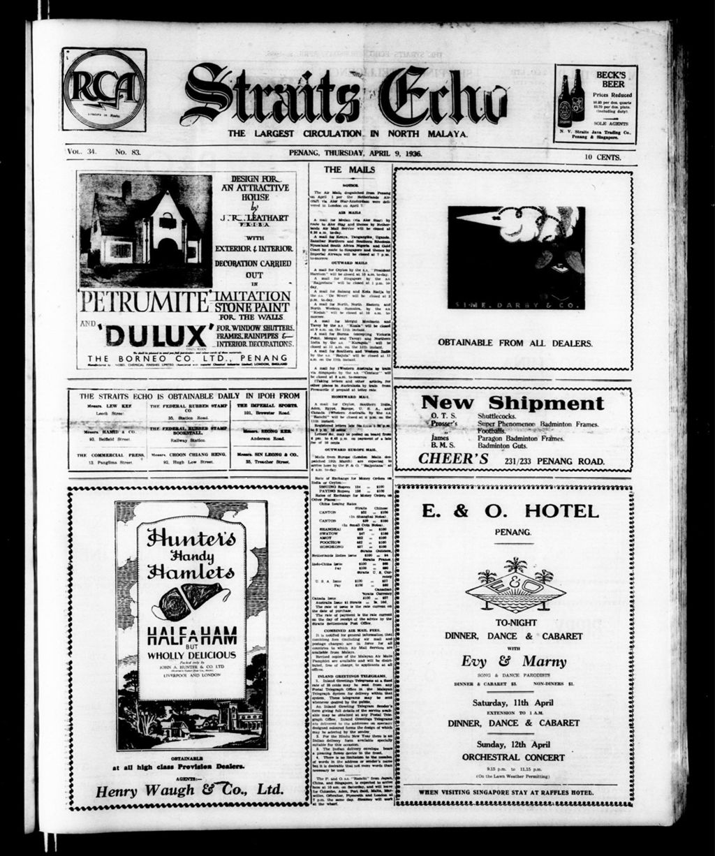 Miniature of Straits Echo 09 April 1936