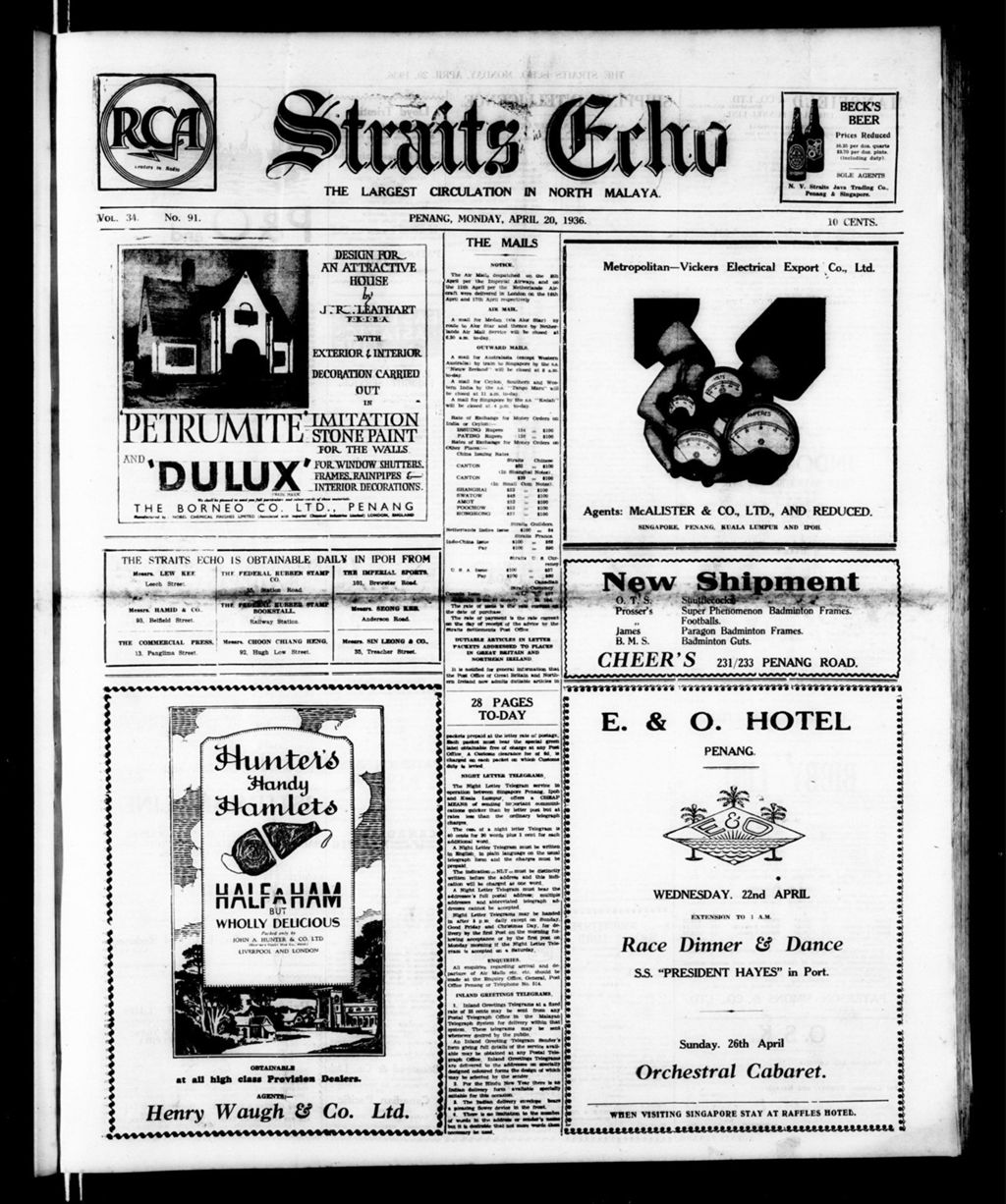 Miniature of Straits Echo 20 April 1936