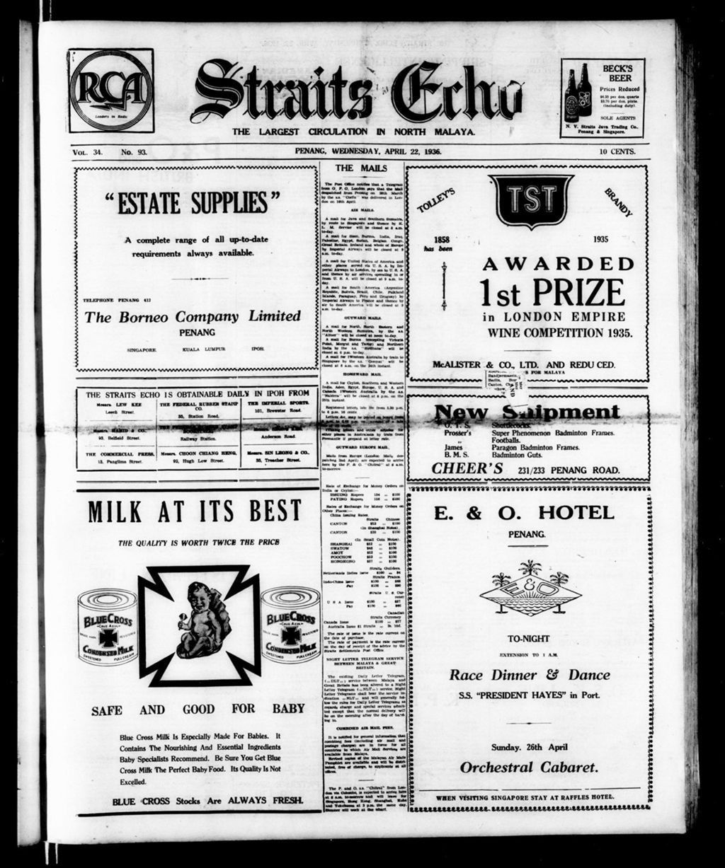 Miniature of Straits Echo 22 April 1936