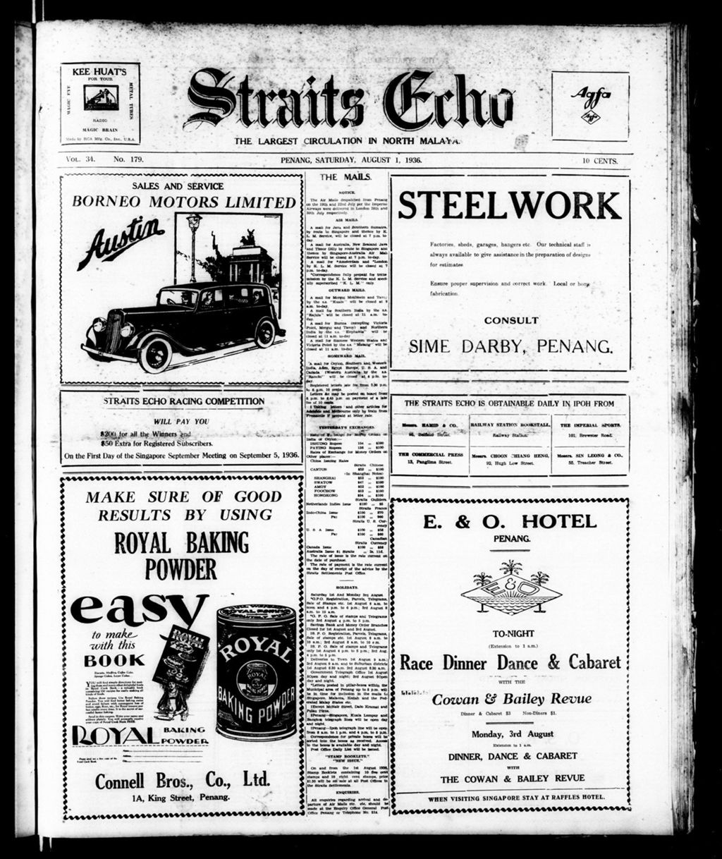 Miniature of Straits Echo 01 August 1936