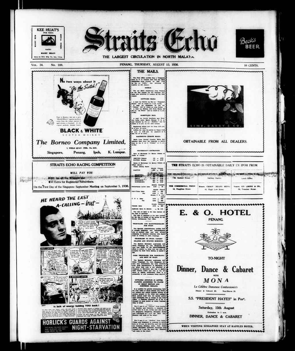 Miniature of Straits Echo 13 August 1936