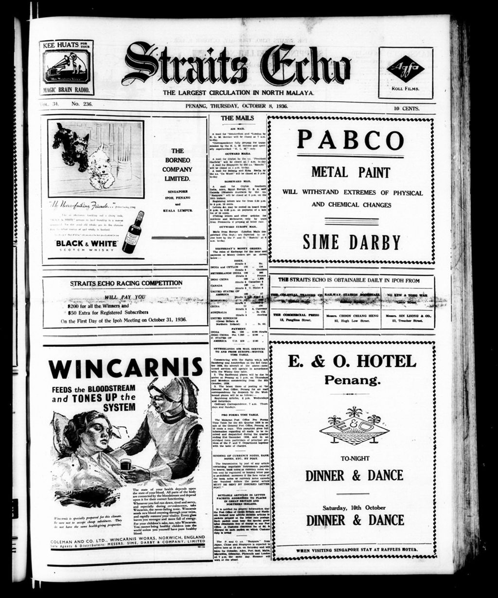 Miniature of Straits Echo 08 October 1936