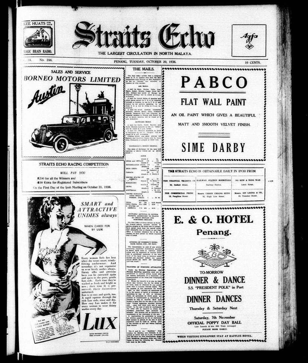 Miniature of Straits Echo 20 October 1936