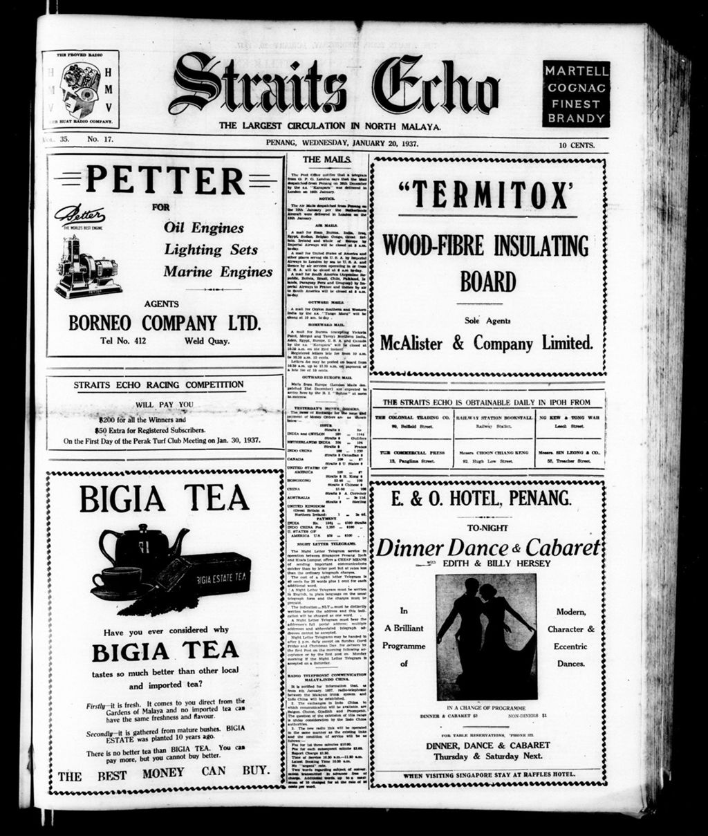 Miniature of Straits Echo 20 January 1937