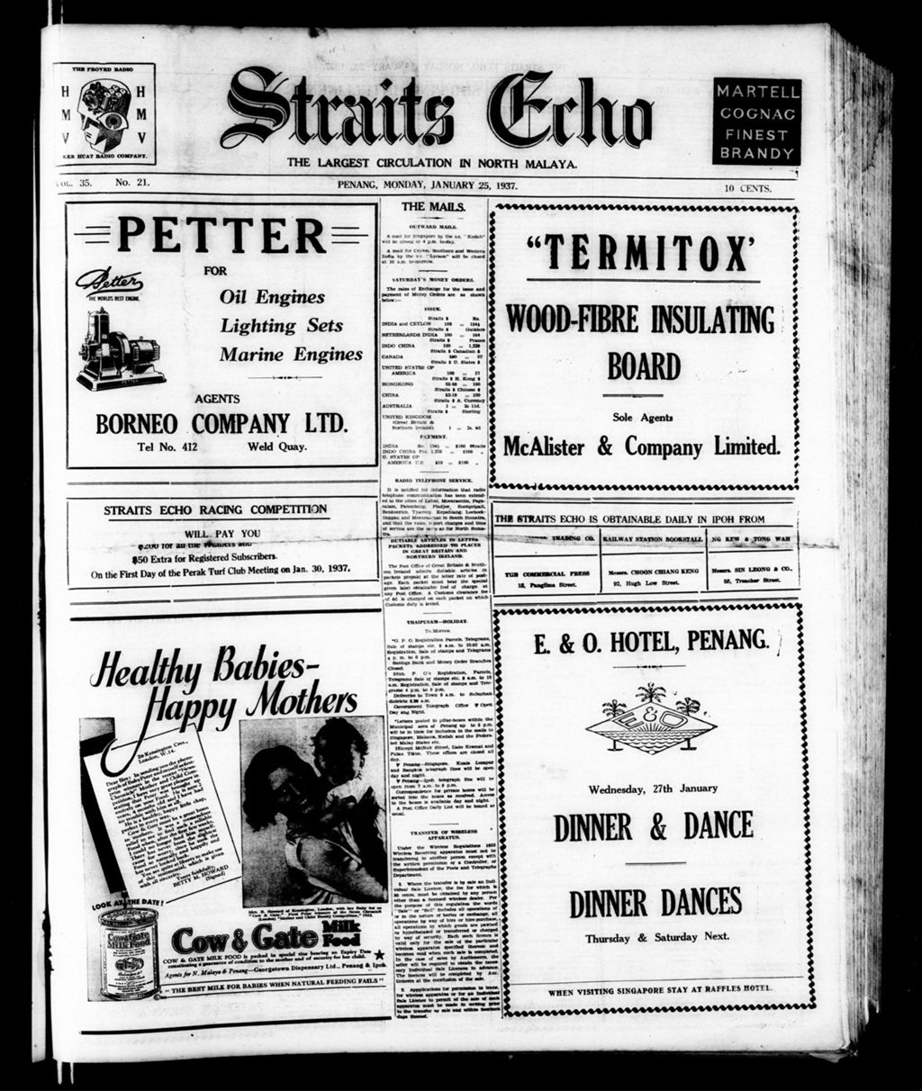 Miniature of Straits Echo 25 January 1937