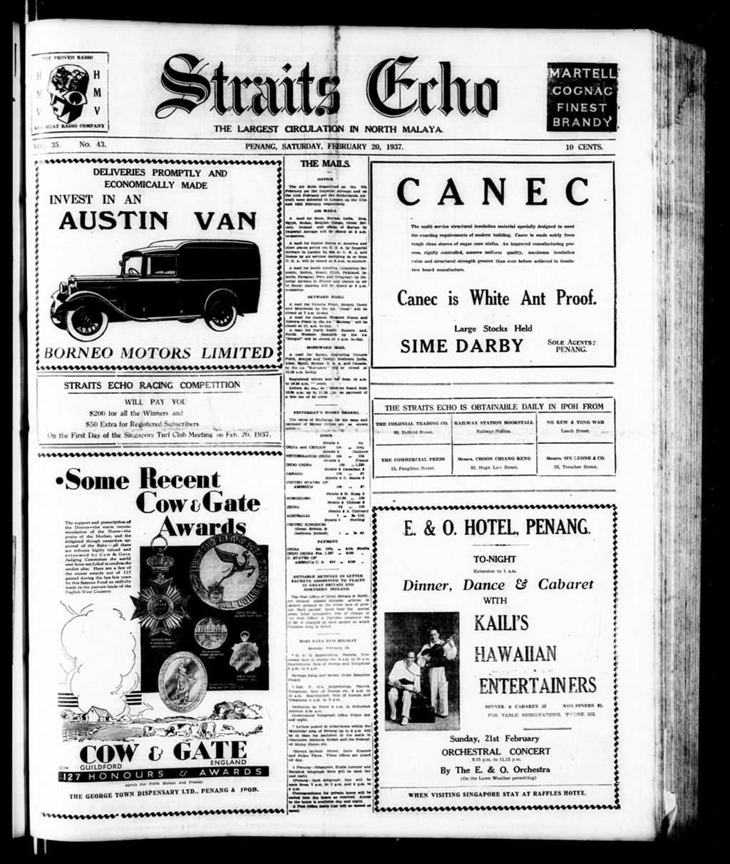 Miniature of Straits Echo 20 February 1937