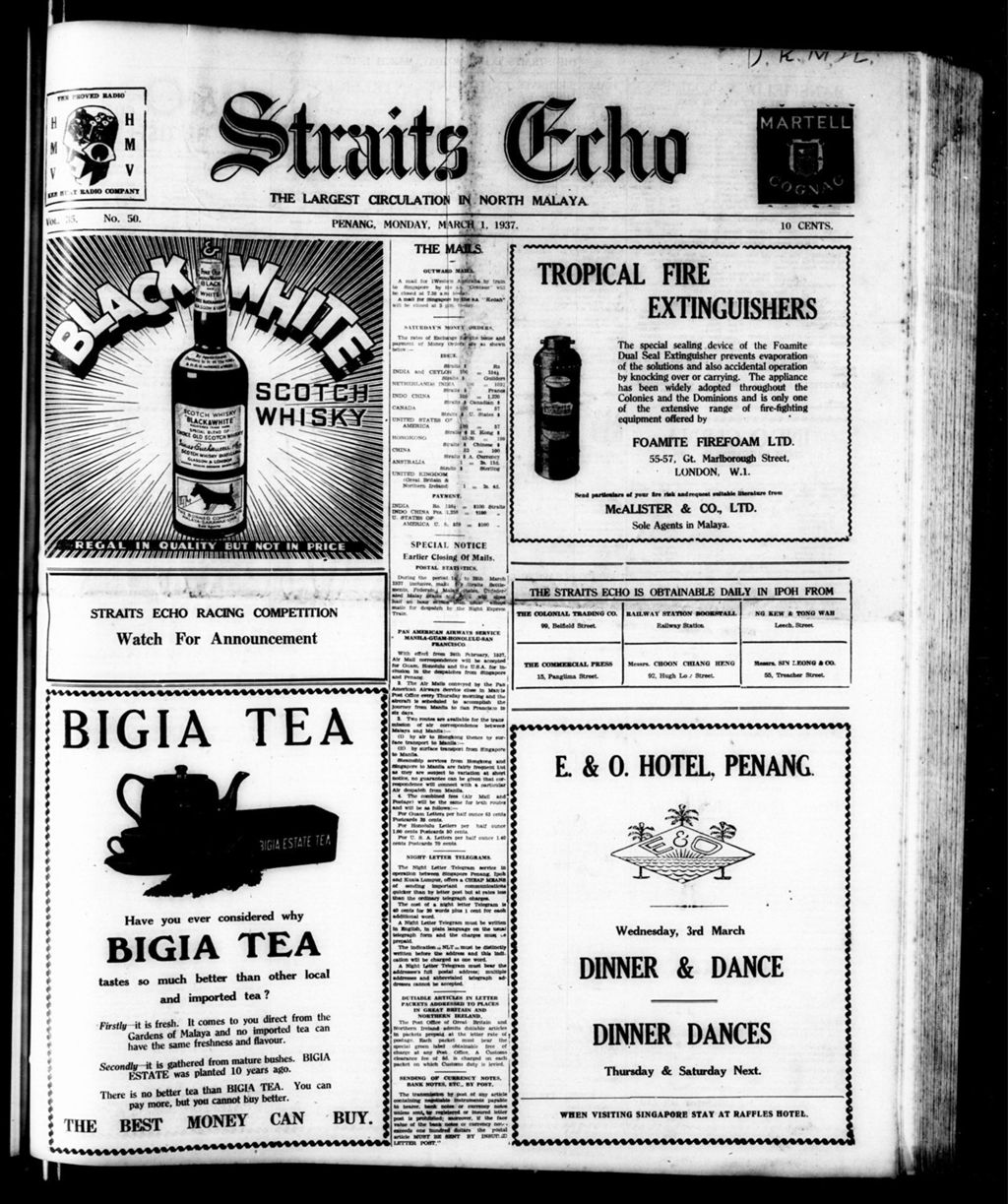 Miniature of Straits Echo 01 March 1937