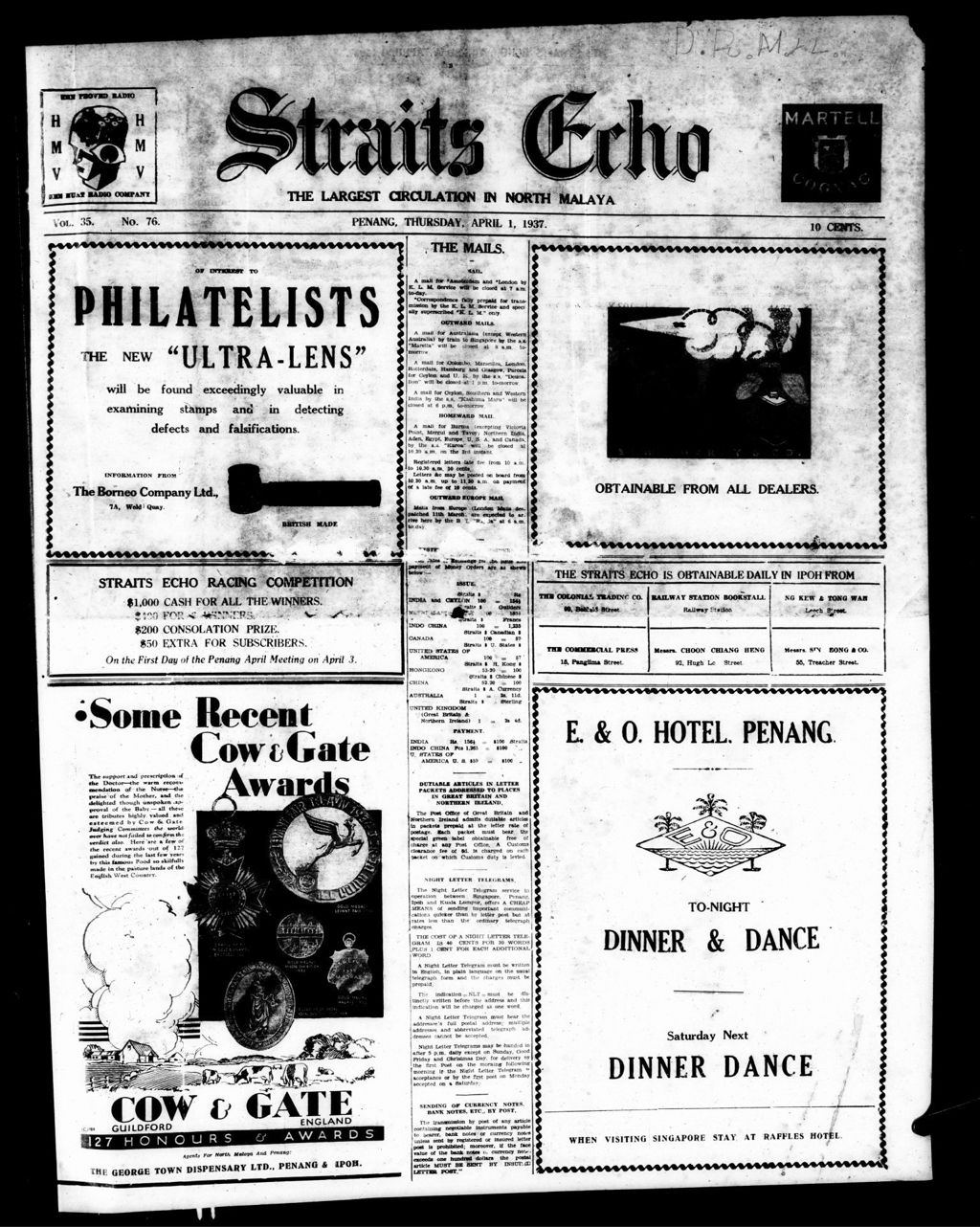 Miniature of Straits Echo 01 April 1937