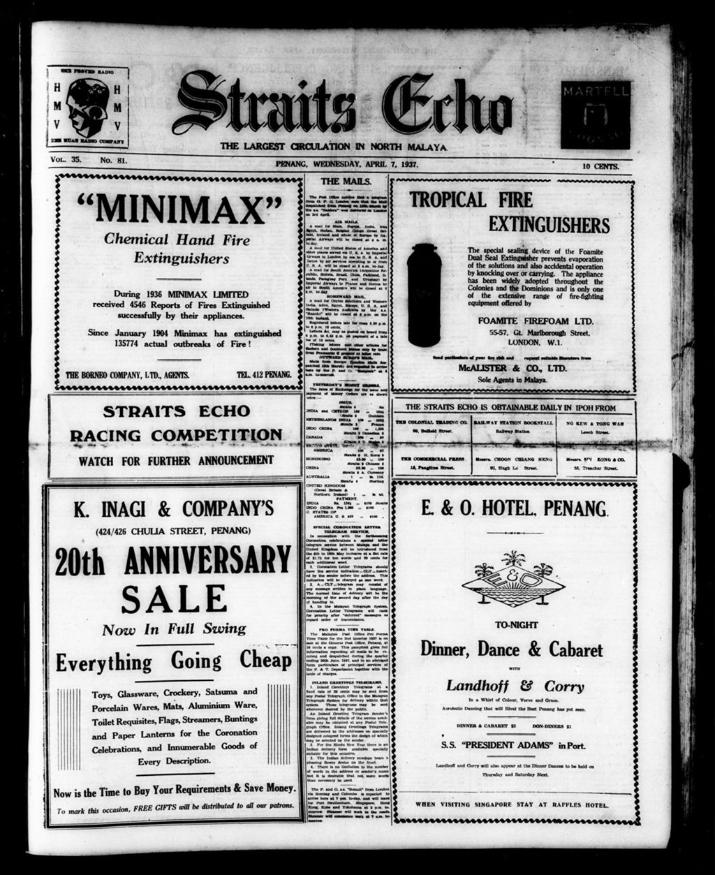 Miniature of Straits Echo 07 April 1937