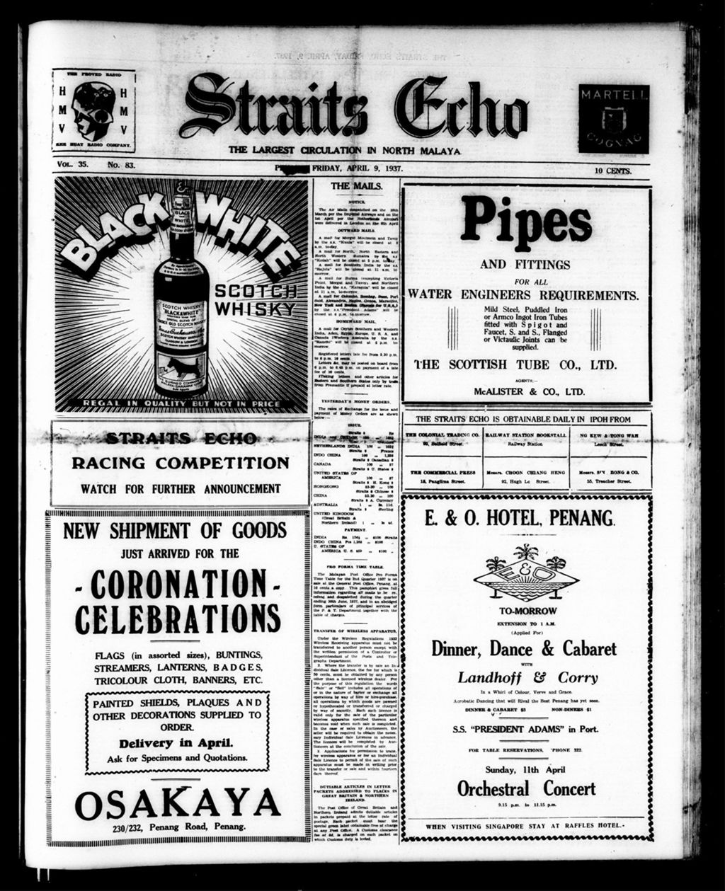 Miniature of Straits Echo 09 April 1937