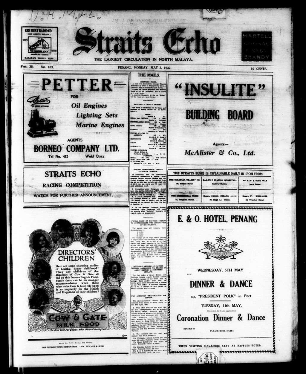 Miniature of Straits Echo 03 May 1937