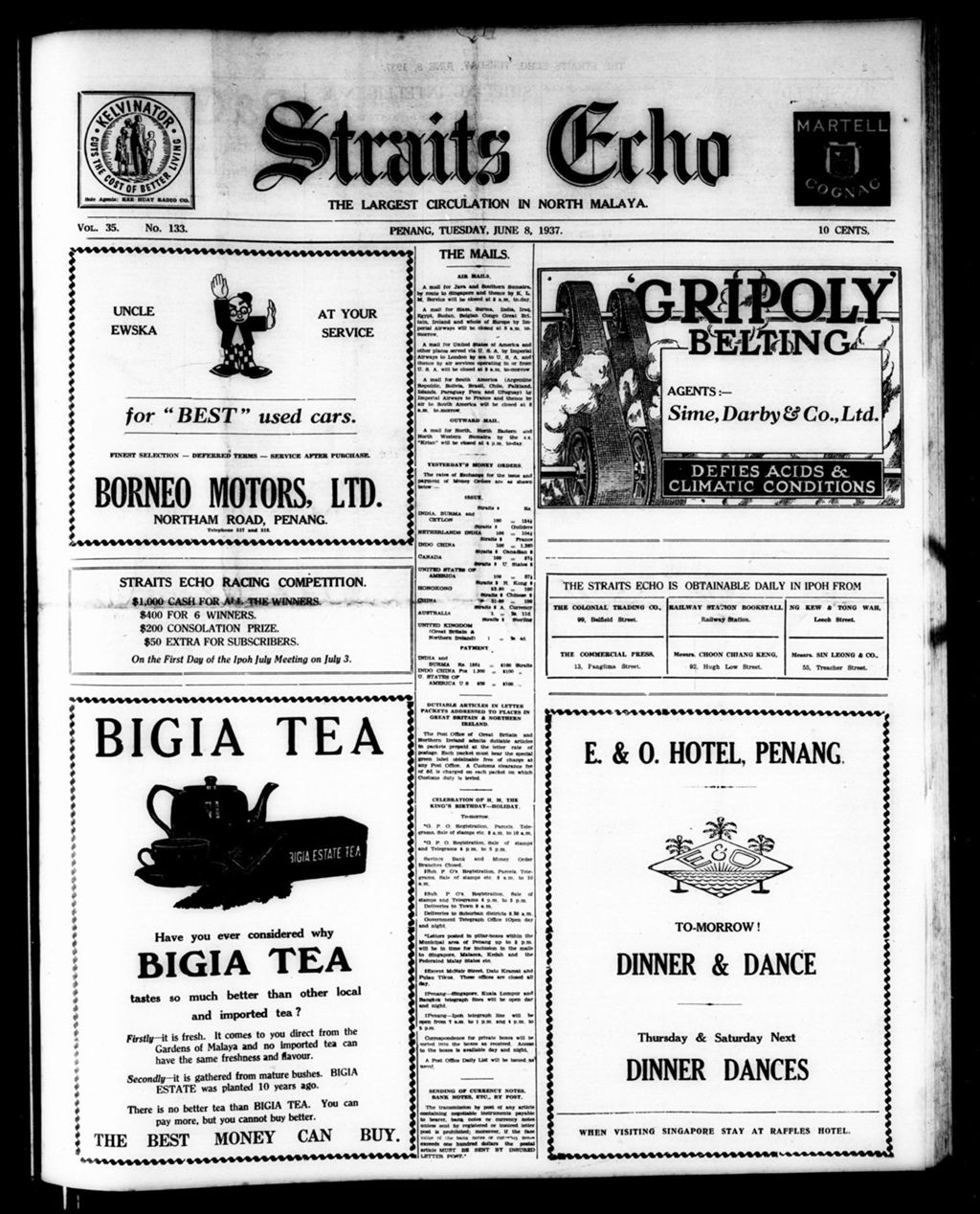 Miniature of Straits Echo 08 June 1937