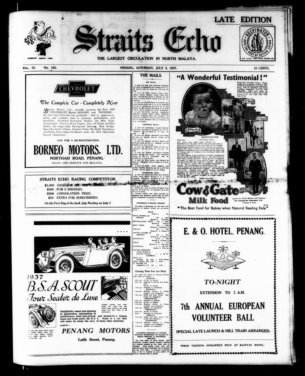 Miniature of Straits Echo 03 July 1937