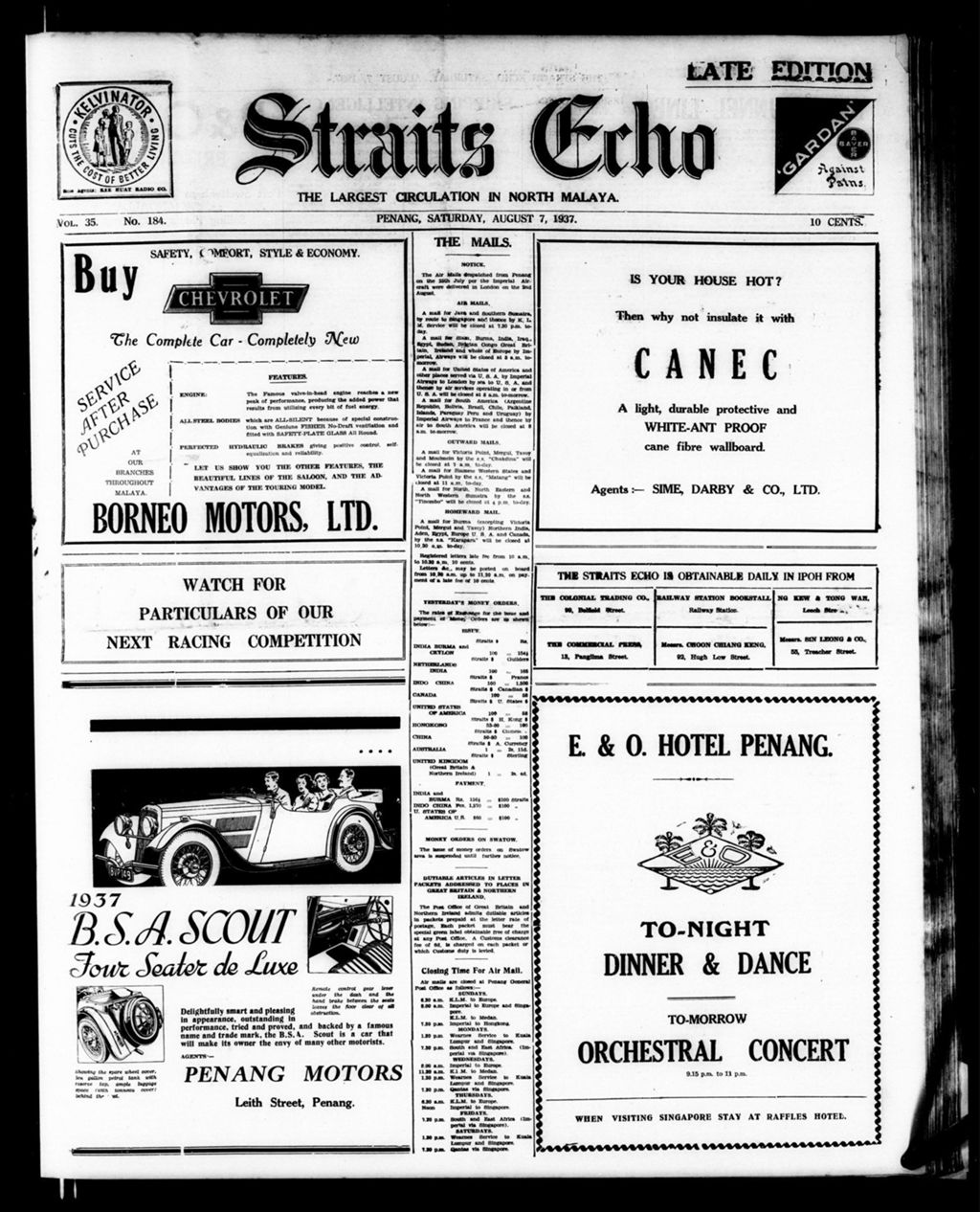 Miniature of Straits Echo 07 August 1937