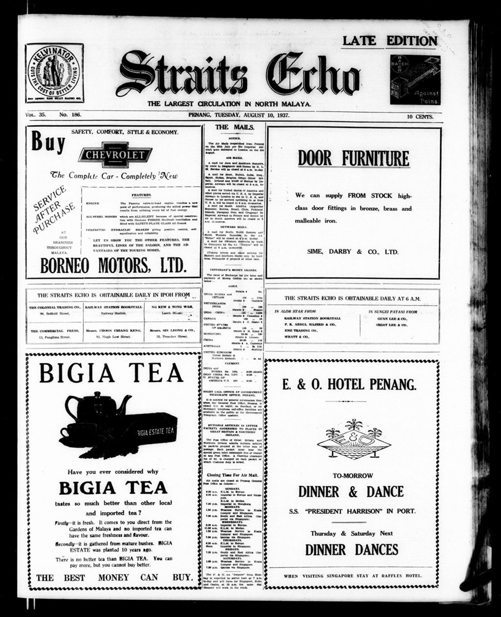 Miniature of Straits Echo 10 August 1937