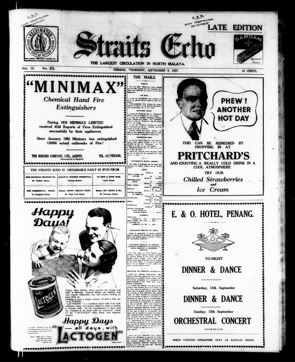 Miniature of Straits Echo 09 September 1937