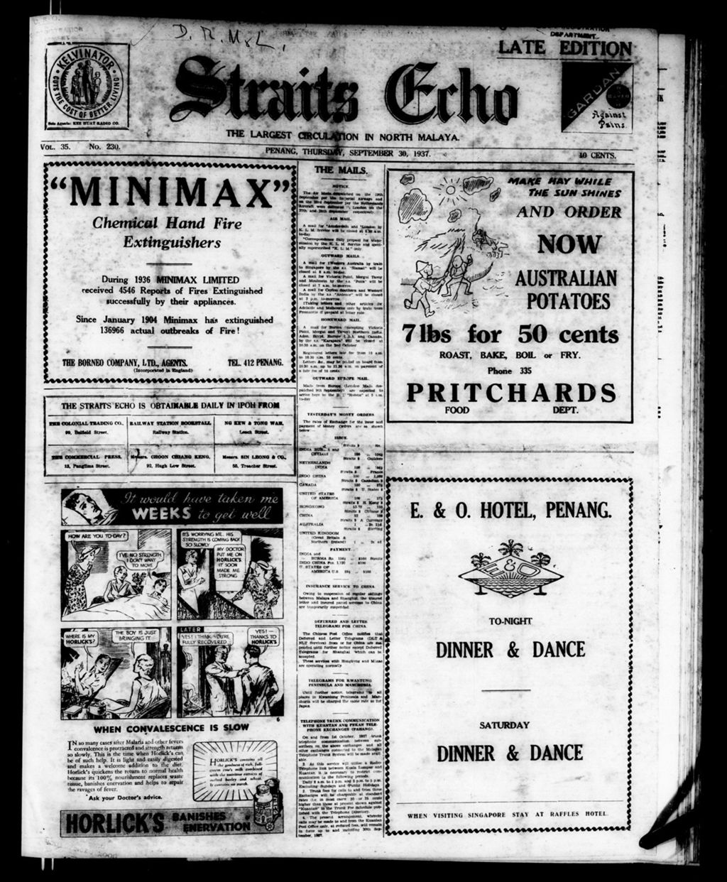 Miniature of Straits Echo 30 September 1937